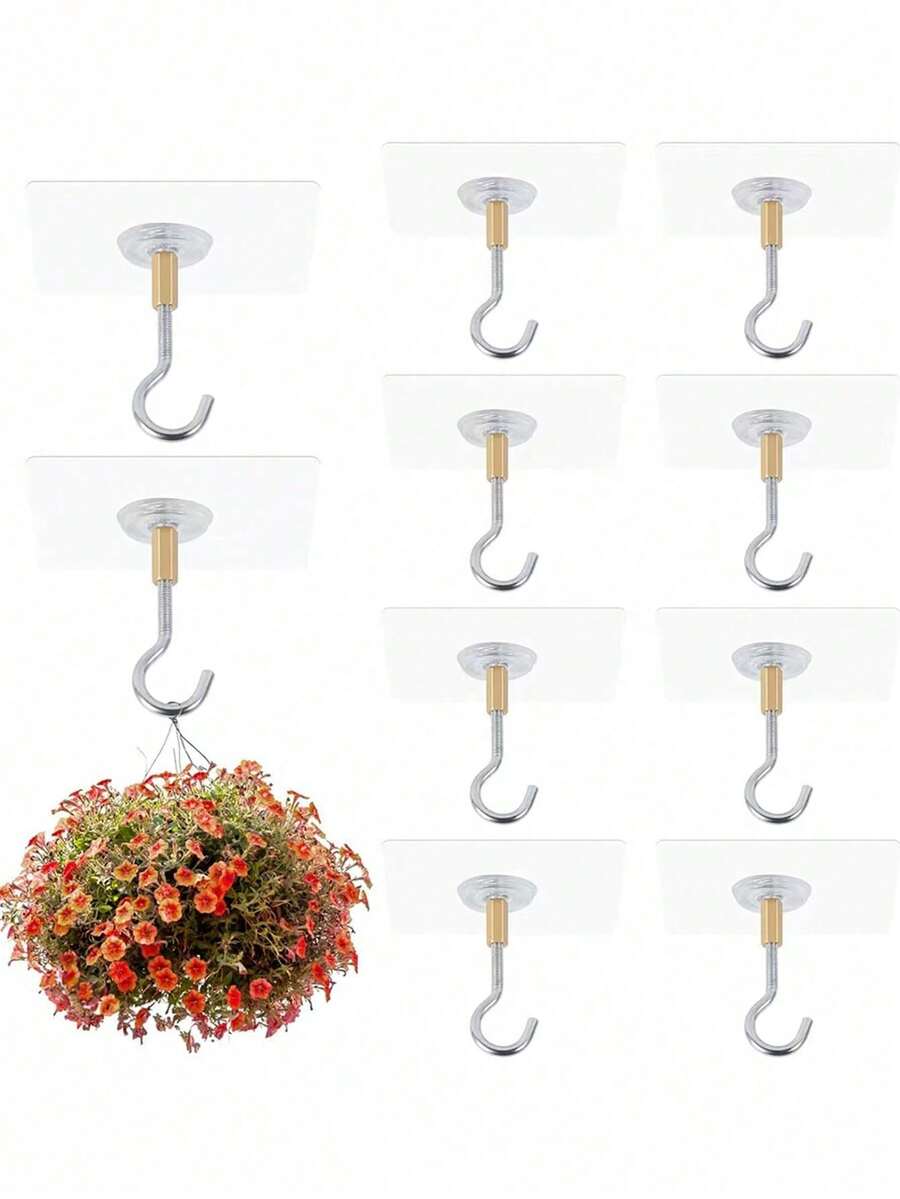 Móc treo trần chịu lực cao, dùng để treo cây cảnh, giỏ hoa, đèn lồng - Móc treo tường bằng thép đa chức năng, thích hợp trang trí sân vườn, ngày lễ, v.v. - Trong sáng - Xem 1