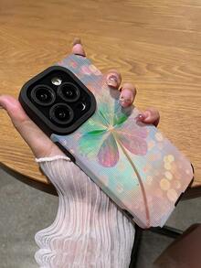 1个梦幻闪亮四叶草图案竖款仿皮软壳手机保护套，适合作为礼物送给朋友和爱人，兼容苹果 17/17AIR/17PRO/17PROMAX - 彩色 - 查看 5