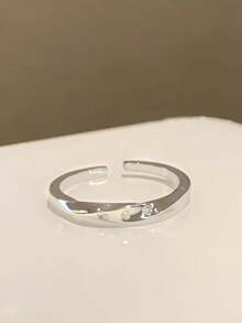 6pcs Fashionable Luxury Minimalist Delicate Heart & Star Copper Zirconia Adjustable Rings Set, Elegant For Casual, Party, Date Wear (No Gift Box) - Silver - View 9