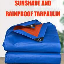 Lona impermeable multifuncional de doble cara, en azul y naranja, con un grosor de 8 milésimas de pulgada: el lado azul protege de la humedad y el lado naranja del sol. Hecha de polietileno engrosado, es robusta y resistente al desgarro, con bordes reforzados y ojales. Ideal para prevenir goteras, dar sombra a patios y cubrir equipo de camping. Disponible en varios tamaños para satisfacer diferentes necesidades, ¡ligera y duradera! - 1 pieza azul oscuro - Ver 2