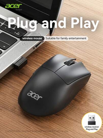  Chuột không dây Acer OMR243, Bộ thu USB 2.4GHz, Chuột máy tính không dây, Thiết kế 5 nút, Tương thích với PC, Laptop và Máy tính để bàn, Thích hợp cho văn phòng và chơi game