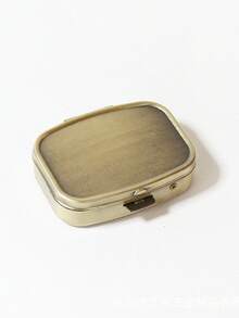 1pc Portable Mini Square Metal Pill Box, Jewelry Box - Multicolor - View 8