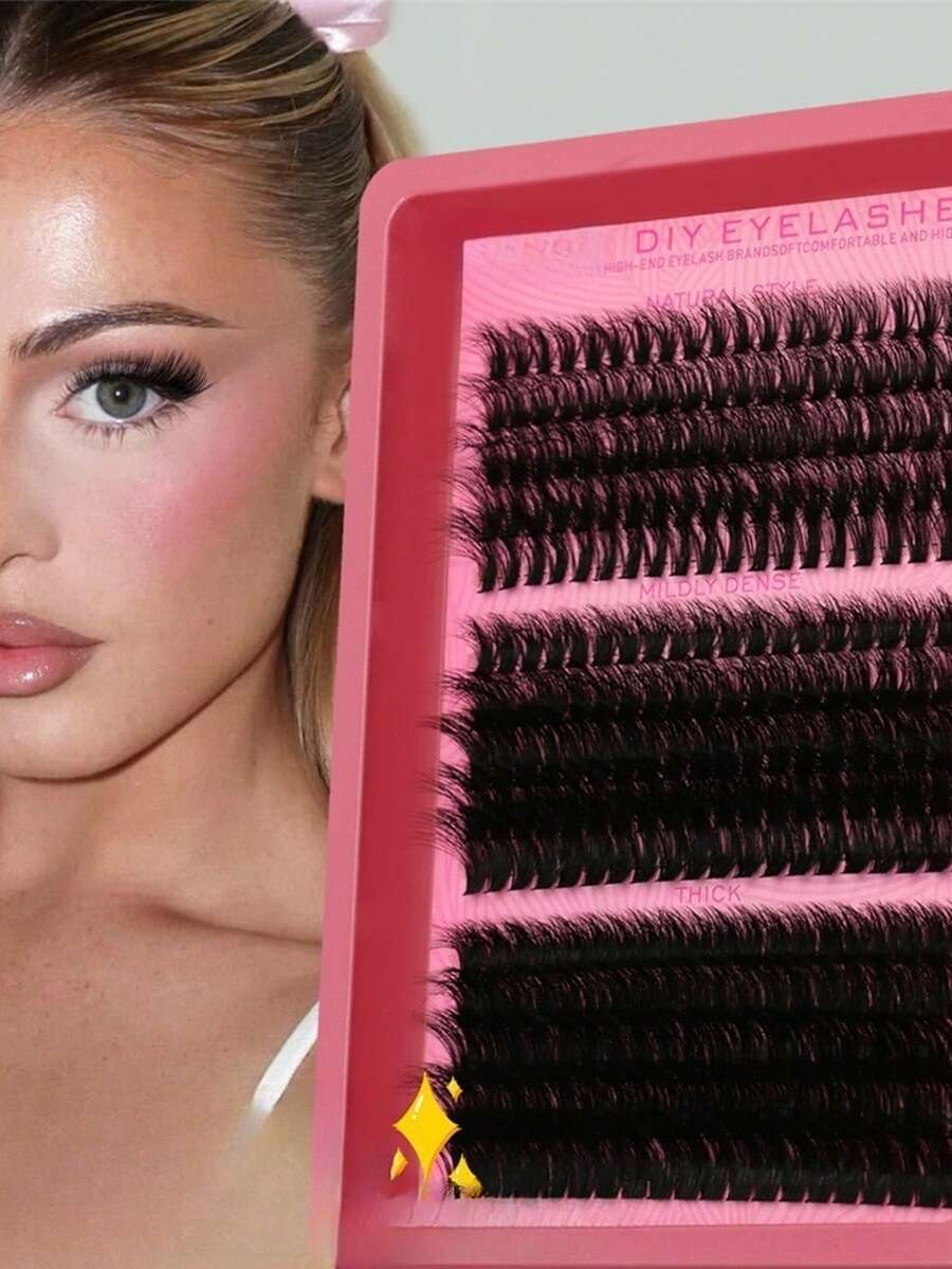 LIMEIKAI 300 piezas Kit de extensión de pestañas - Pestañas individuales de visón falso 40D 60D 80D de 10-16 mm con rizo D, esponjosas y difuminadas, adecuadas para extensión de pestañas en casa