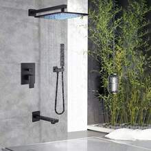LED Shower Faucet Set, Shower System With High Pressure 8-Inch Rainfall Shower Head And Handheld Spray, Bathroom Luxury Rainfall Mixer Shower Complete Combination Set - Matte Black - View 1