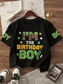 1pc Boys' Short Sleeve T-Shirt With Game Themed Graphic, Fashionable & Fun, Essential Casual Tee For Spring & Summer - Black - View 3