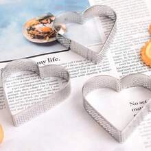 3个/6个/12个装心形挞圈，不锈钢不粘迷你挞模，适用于慕斯、芝士蛋糕、玛芬蛋糕、普通蛋糕烘焙 - 心 - 查看 3