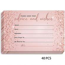 20/40 Pcs Minimalist Modern Advice And Blessing Cards In Light Pink - Wedding, Retirement, Graduation Guest Book With Wisdom Messages For Couples, Style B Fillable Invitations For Party Games And Events Wedding - A - View 8