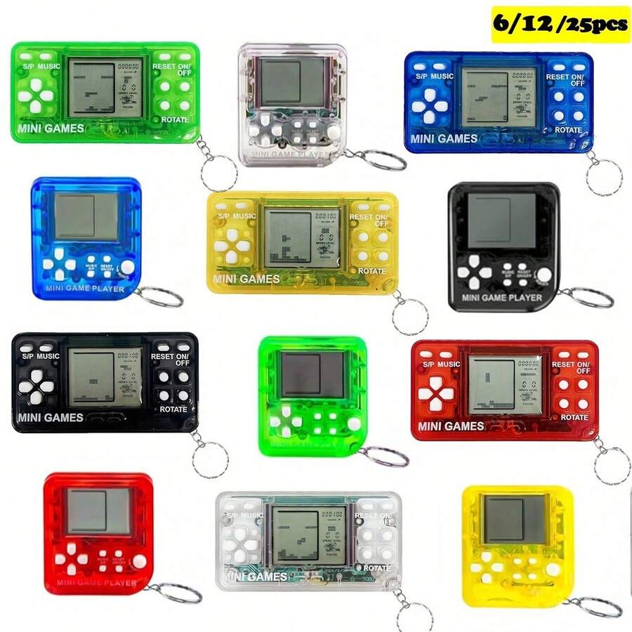 25个/12个/6个迷你游戏机钥匙扣 - 生日派对礼物、课堂奖励、小礼品袋填充物、背包装饰