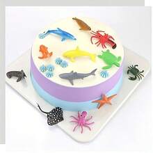 6件套随机海洋动物玩具套装：迷你海洋生物玩偶，益智圣诞礼物，逼真的鲸鱼、海狮、鲨鱼、海龟、海马等。 - 彩色 - 查看 7