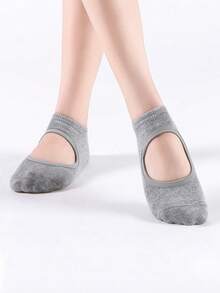 1双/3双装女士瑜伽普拉提舞蹈健身袜，专业运动防滑袜，带硅胶防滑垫，露背瑜伽袜，黑色 - 彩色 - 查看 11