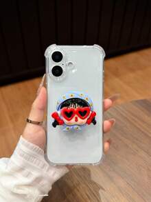 1个可爱卡通眼镜女孩手机壳，透明防摔/防摔，适用于 17/17Air/17Pro/17Promax/16promax/16/16pro/16plus/15/15promax/15pro/11/12/13/14promax/11pro/11promax/12pro/12promax/13pro/13promax/14pro/14promax，创意优雅 - 彩色 - 查看 1