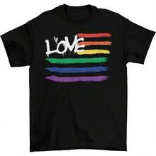 LGBT Encourage T Shirt Gay Pride Month Theme Series Tee Tops Men Women Universal Crewneck Cotton Short Sleeve Summer Casual Tee - 黑色 - 查看 1