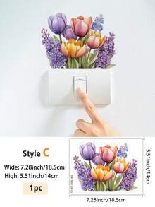 9.25inch X 12.8inch, 1pc SupSticker Fresh Spring Floral & Butterfly Pattern Switch Decorative Sticker, Vinyl/PVC Self-Adhesive Removable, Suitable For Decorating Switches In Living Room, Bedroom, Kitchen, Bathroom, Classroom, Dorm Wall - 1PC - View 10
