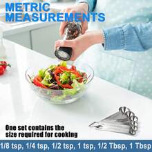 Measuring Spoons, Premium Heavy Duty Stainless Steel Measuring Spoons And Cups Set, Small Spoons With Metric And US Sizes, Set Of 6 For Measuring Dry And Liquid Ingredients - Steel 6-piece Set - View 5