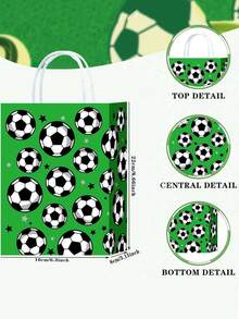 4 bolsas de regalo con temática de fútbol, diseño con patrón de fútbol, bolsas de regalo de papel con asas para fiestas de fútbol, fiestas de cumpleaños y otras ocasiones, decoraciones de fiesta perfectas - Talla única - Ver 11