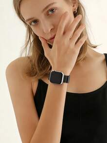 New Fashion Stainless Steel Mesh Watch Band, Compatible With Apple Watch, Suitable For Watch, Stainless Steel Milanese Magnetic Loop Strap, Unisex, Upgrade Your Watch - Multicolor - View 7