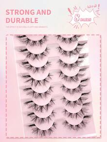 ENCHUW 8 Pairs Lashes With Clear Band Natural Look False Eyelashes Fluffy False Lashes Pack Wispy Eyelashes Curly Makeup Eyelashes For Daily Wear - Black - View 5