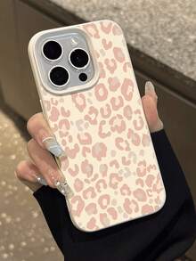 1pc White Leather Texture Minimalist Line Pattern Leopard Print Phone Case, Suitable For IPhone 16 Pro Max, 15/14 Plus, 13, 12, 11 Protective Cover - Multicolor - View 5