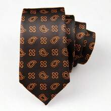 1pc Floral & Geometric Print Casual Polyester Necktie, Handmade Narrow 6cm/3.26in, Spring/Autumn - Multicolor - View 4