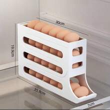 Slim Gravity Rolling Egg Storage Rack, Auto Refill Egg Dispenser Holder, Space Saving Fridge Organiser Made Of Smooth Hard Plastic For Household Kitchen Refrigerator - Multicolor - View 14