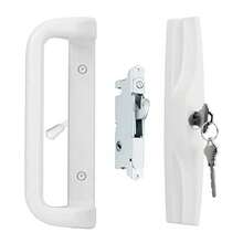 House Guard - Juego de manijas de puerta de patio blanco con cerradura de cilindro adecuado para reemplazo de puertas correderas de patio de 3 a 15/16 pulgadas de espaciado de agujeros de tornillo. - Blanco - Ver 1