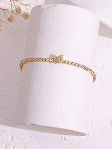 1 pieza Pulsera minimalista de mariposa con circonita cúbica brillante, de lujo y alta gama, regalo ideal para la novia - Pulsera - Ver 4
