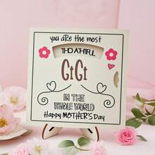 1pc Wooden Standing Plaque For Mother's Day, Featuring The Message "Mom Is The Happiest Person In The World," With A Wooden Base. A Heartwarming Gift For Mom Or Grandma, Suitable For Home Decor Or Office Desk Decoration. - multicolor - View 10