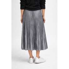 Metallic Shimmer Pleated Midi Skirt - Silver - Multicolor - View 5
