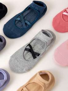 Women's Pilates Yoga Sports Non-Slip Socks, Silicone Strap Grip Ballet Dance Fitness Socks - Multicolor - View 7