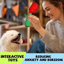 玫瑰花狗狗益智玩具，情人节毛绒狗狗玩具，带沙沙作响的垫子，填充玫瑰花狗狗玩具，适合小型、中型和大型犬 - 彩色 - 查看 6