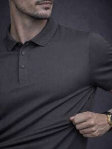 Men's Polo Shirt In Comfortable Cool Silk - Grey - View 3