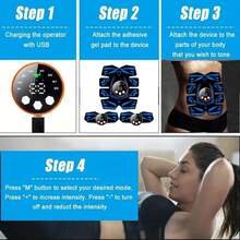 ABS Stimulator Workout Equipment, Ab Machine USB Rechargeable Gear For Abdomen/Arm/Leg, Smart Shaping Trainer For V Face, EMS Wireless ABS Muscle Stimulator - Black - View 9