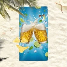 1pc Summer Beer Beach Towel, Super Absorbent Large Beach Blanket, Suitable For Travel, Swimming Pool, Diving, Surfing, Yoga, Camping, Available In Multiple Sizes, Beach Accessories - C - View 7