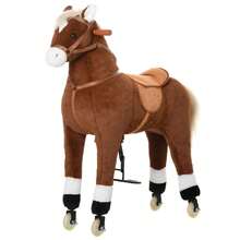 Kids Ride-On Walking Horse With Easy Rolling Wheels, Soft Huggable Body, Large Size For Kids 5-16 Years, Brown - Brown - View 2