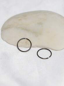 2件組 8mm 925純銀鼻環 圓環式 適用耳軟骨 悲珠 螺旋耳 唇部 穿刺飾品 22G*0.65mm - 查看 6