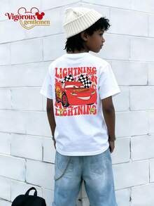 Disney Y2K Style Cars  Retro Racing Short Sleeve T-Shirt - 白色 - 查看 2