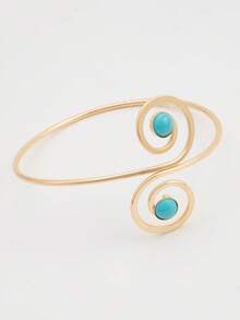 6pcs/Set Minimalist Metal Arm Cuff Bracelet, Adjustable Armlet, Suitable For Daily Wear, Street Style And Vacation - Gold - View 5