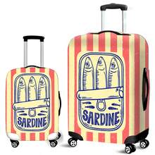 趣味沙丁鱼图案弹性行李箱套，旅行箱保护套，拉链和搭扣弹性面料保护套，多种尺寸和颜色可选，为您的行李增添色彩，行李箱防尘套，旅行配件 - 彩色 - 查看 16