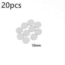 20pcs/Pack Round Steel Color Stainless Steel DIY Metal Tags Necklace Bracelet Pendant Jewelry, 6-40mm Plated Hypoallergenic DIY Accessories - Steel - View 17