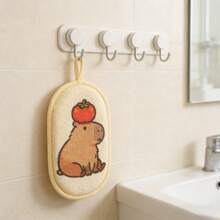 2只卡通动物图案沐浴手套，去角质，柔软亲肤，舒适清洁，按摩肌肤，温和无痛清洁用品 - 彩色 - 查看 5