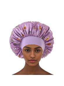 1件装缎面蝴蝶结睡帽 - 柔软不褪色，呵护秀发，适合女孩睡眠，优雅睡衣，温和护发，质地顺滑，时尚睡帽 - A - 查看 5