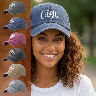 1 chiếc mũ lưỡi trai Gigi in chữ, kiểu dáng tối giản, mềm mại, phong cách retro, đa năng, phù hợp cho cả nam và nữ.