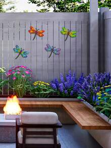1pc/4pcs Vibrant Metal Dragonfly Wall Decor, Fade-Resistant Metal Dragonfly Hanging Ornament, Suitable For Garden Fence, Wall, Yard Exterior Decoration, Mother's Day/Housewarming Gift - A - View 5