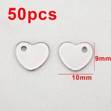 50个不锈钢心形吊坠，适合DIY珠宝制作 - 50個 - 查看 12