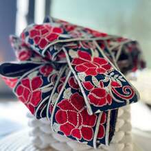 2026 Nuevo lanzamiento: Cinta de gasa bordada con flores de 100 CM en colores, adecuada para hacer correas de bolsos con estilo bohemio, manualidades de joyería y talla grande - Multicolor - Ver 4