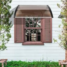 40*38in Household Application Door & Window Rain Cover Eaves Brown Board & Black Holder - Brown - View 8