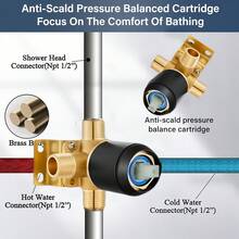 8 Inch Shower Head And Handle Set Square Shower Faucet Set Bathroom Rainfall Shower System Stainless Steel Showerhead Single Function Shower Trim Kit, Female Thread Valve, Matte Black - Black a - View 6