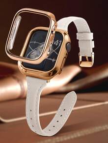 Huastonband 女款相容錶帶與保護殼套 38mm 40mm 41mm 42mm 44mm 45mm 46mm 49mm 智慧手錶配件 超薄柔軟舒適腕帶 Ultra 3/2/1/SE/S11/S10/S9/S8/S7/S6/S4/Series 防刮防摔手錶保護殼 女款配件 夏季海灘活動 派對聚會 畢業季 返校禮物 - 杏色 - 查看 3