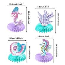 9 Pcs Fish Tail Girl Themed Table Centerpieces Adorable Cubic Structure Decorations For Birthday Parties Baby Showers - Multicolor - View 7