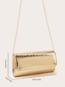 Women's Clutch Bag, Champagne Color Evening Bag, Envelope Bag With Lid, Fashion Luxury Snake Skin Bag, Portable Cosmetic Bag, Wallet, Solid Color, Detachable Shoulder Strap, Business Commute, Wedding Season, Vacation Season, Ball, Party, Holiday Gathering - Champagne - View 9